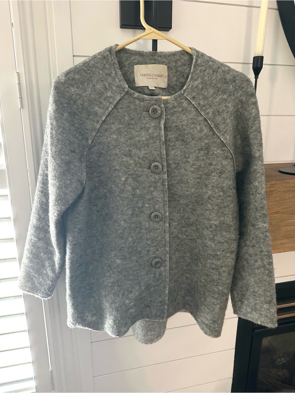 Italian Wool Designer Women's Gray Button-Front Knit Cardigan